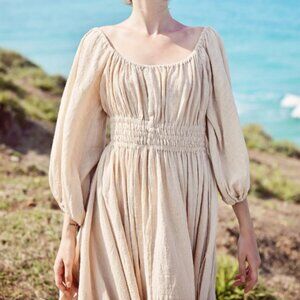 Lelasilk Gauze Midi Dress Ivory/Cream